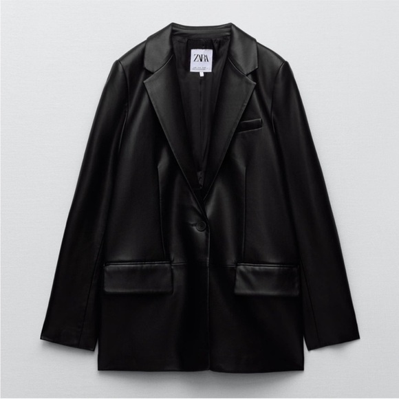 ZARA Faux Leather Blazer XS Blogger Favorite - Picture 6 of 13